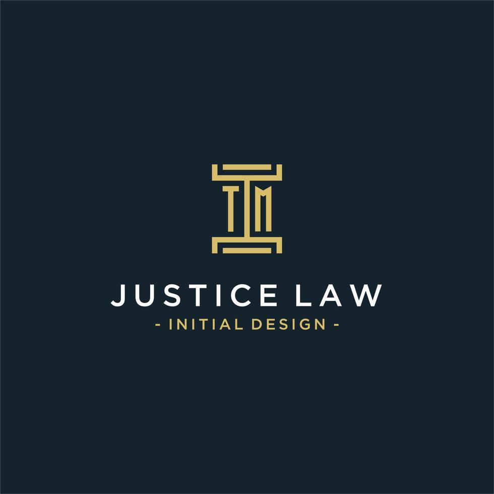 TM initial logo monogram design for legal, lawyer, attorney and law firm vector