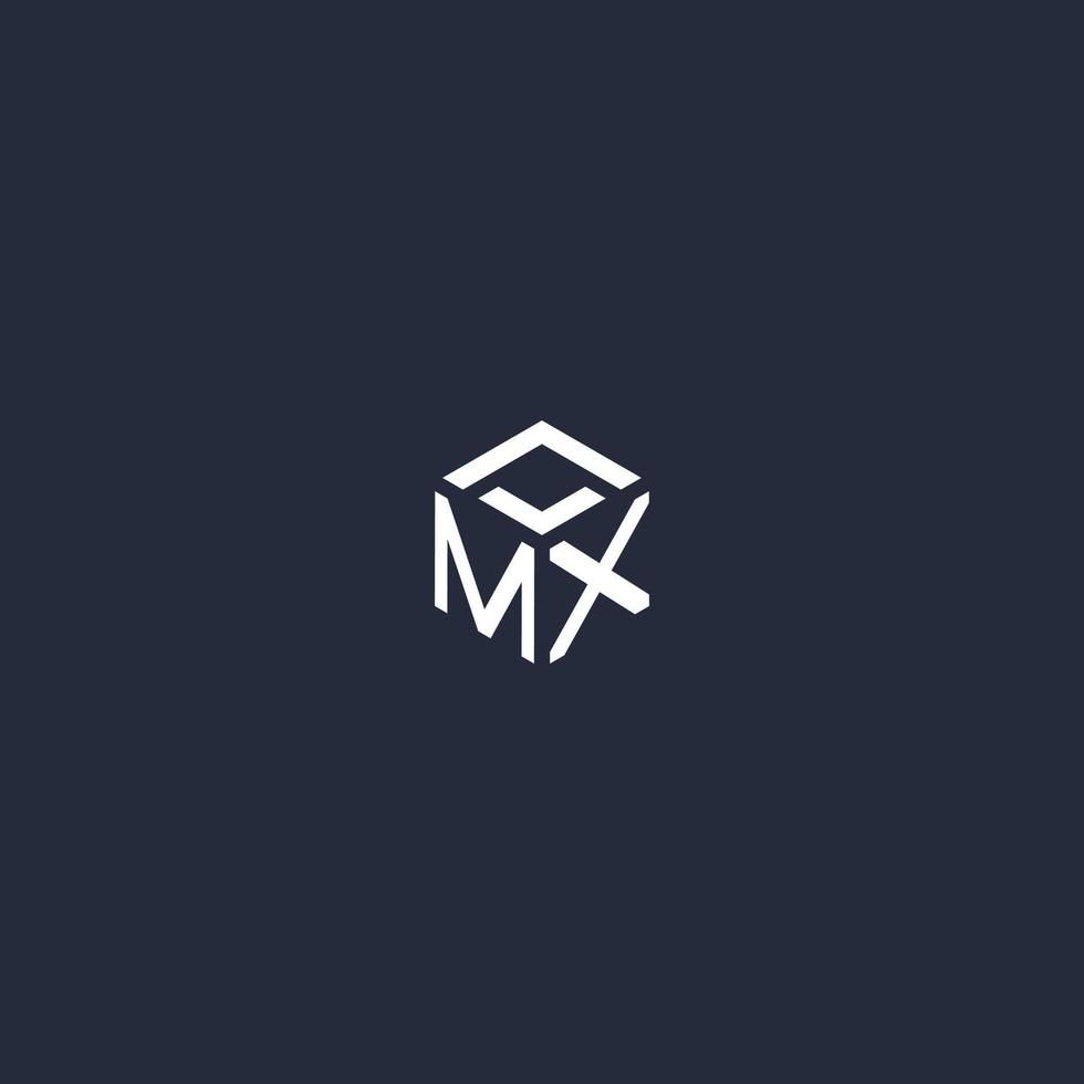 MX initial hexagon logo design vector