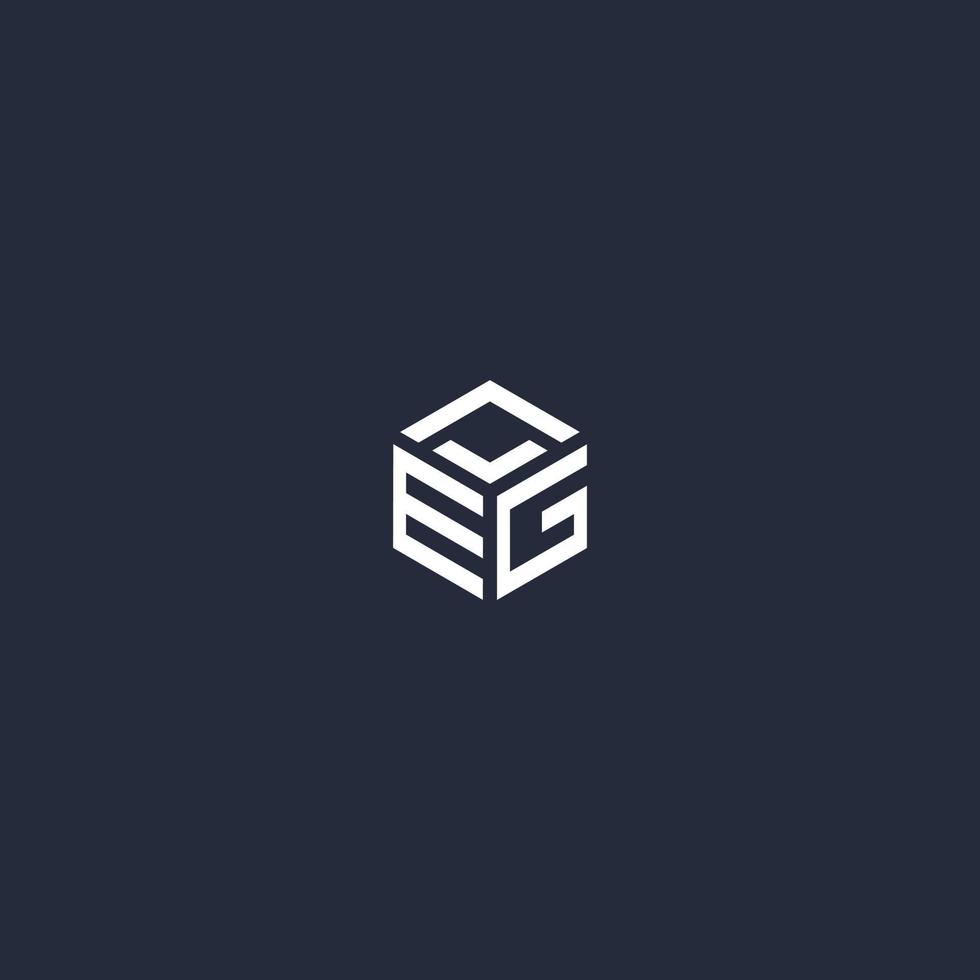 EG initial hexagon logo design vector