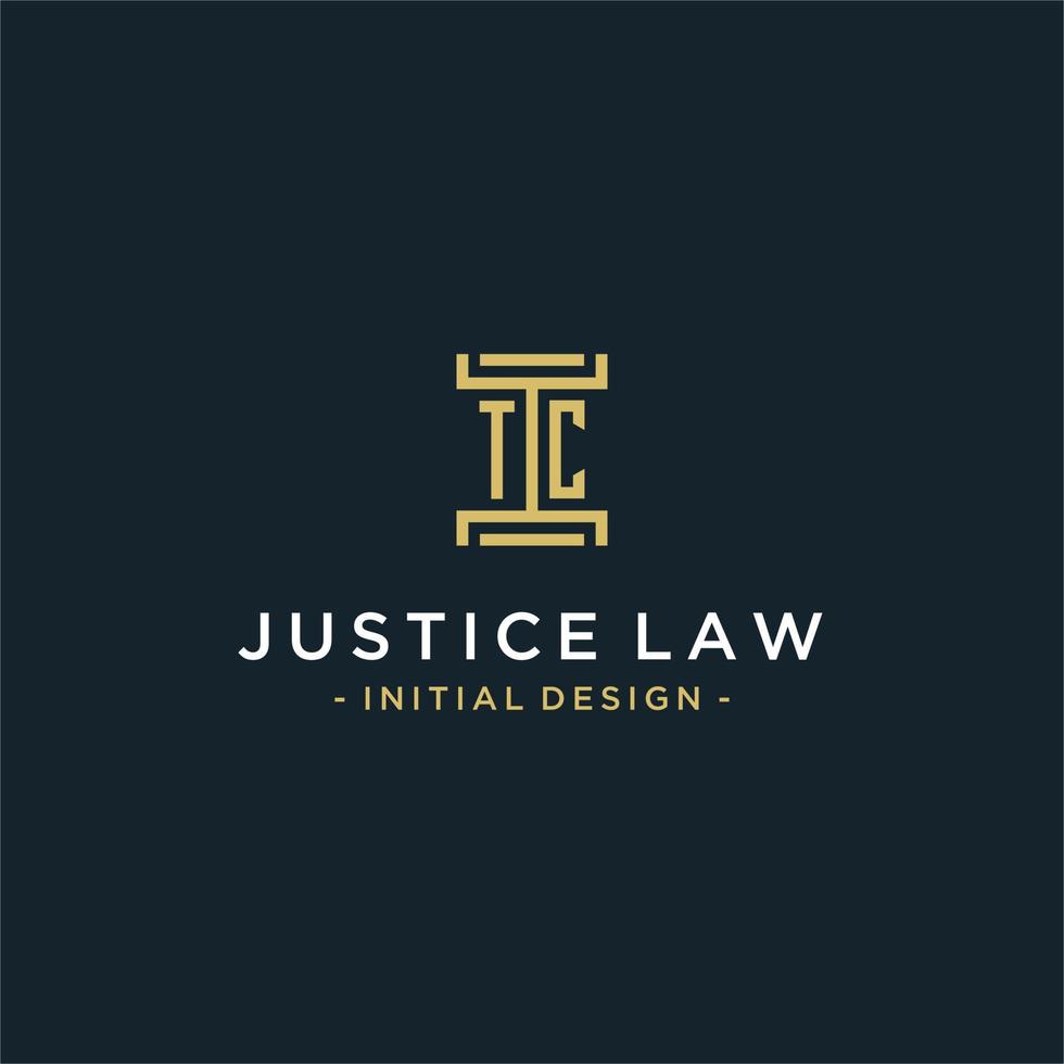 TC initial logo monogram design for legal, lawyer, attorney and law firm vector