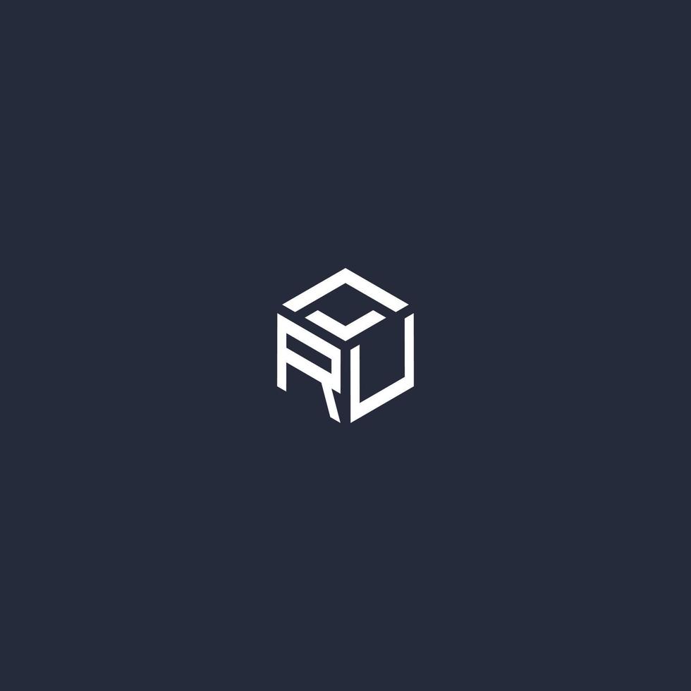 RU initial hexagon logo design vector