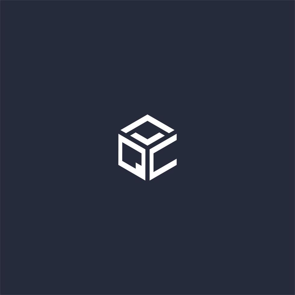 QC initial hexagon logo design vector