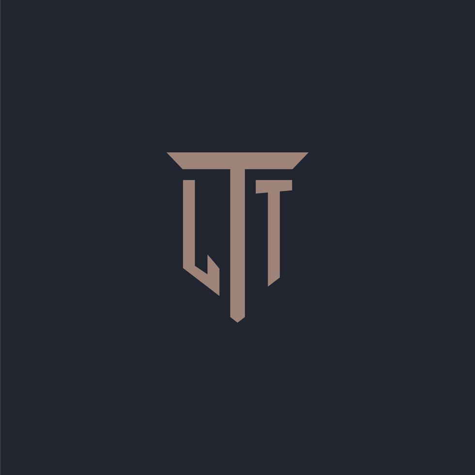 LT initial logo monogram with pillar icon design vector