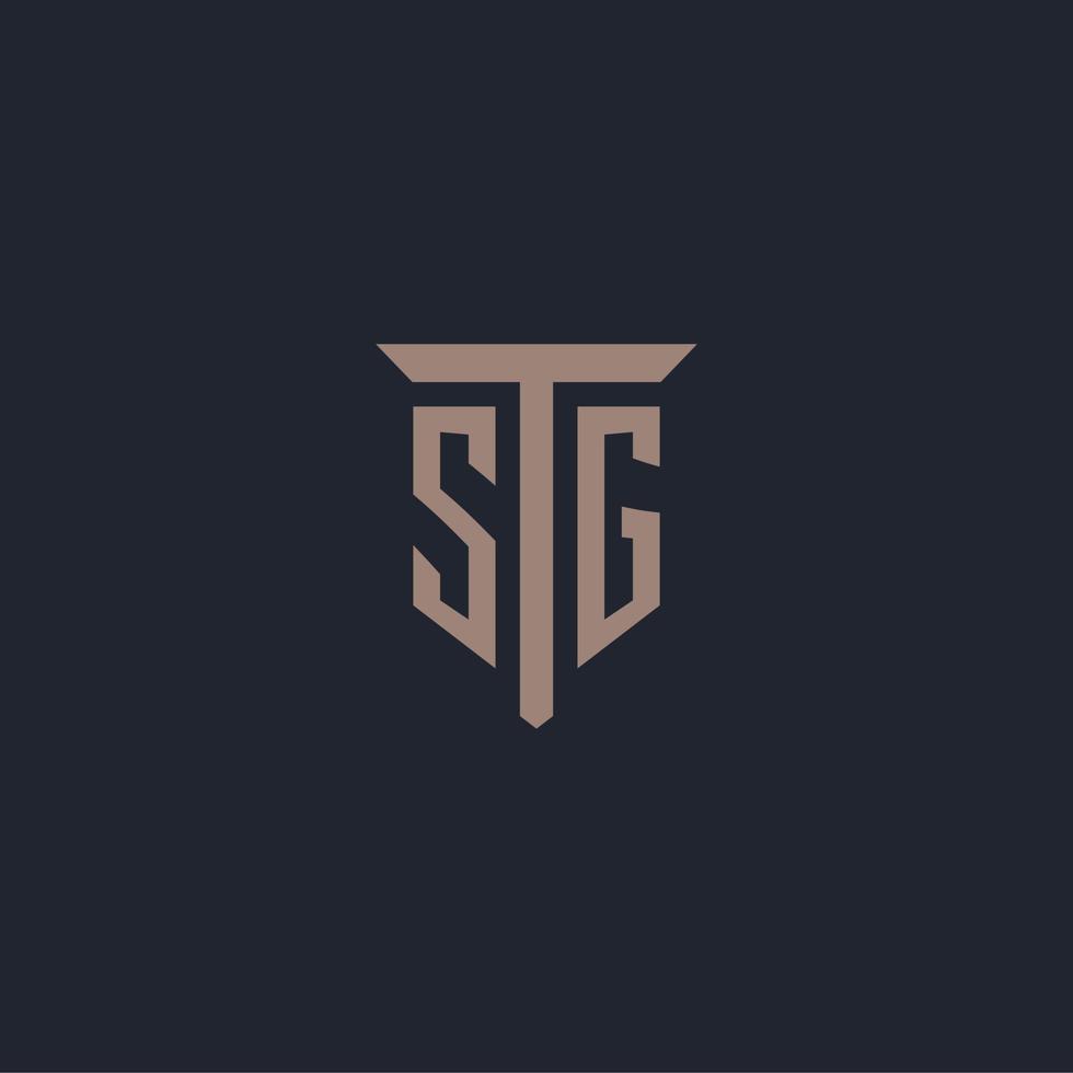 SG initial logo monogram with pillar icon design vector