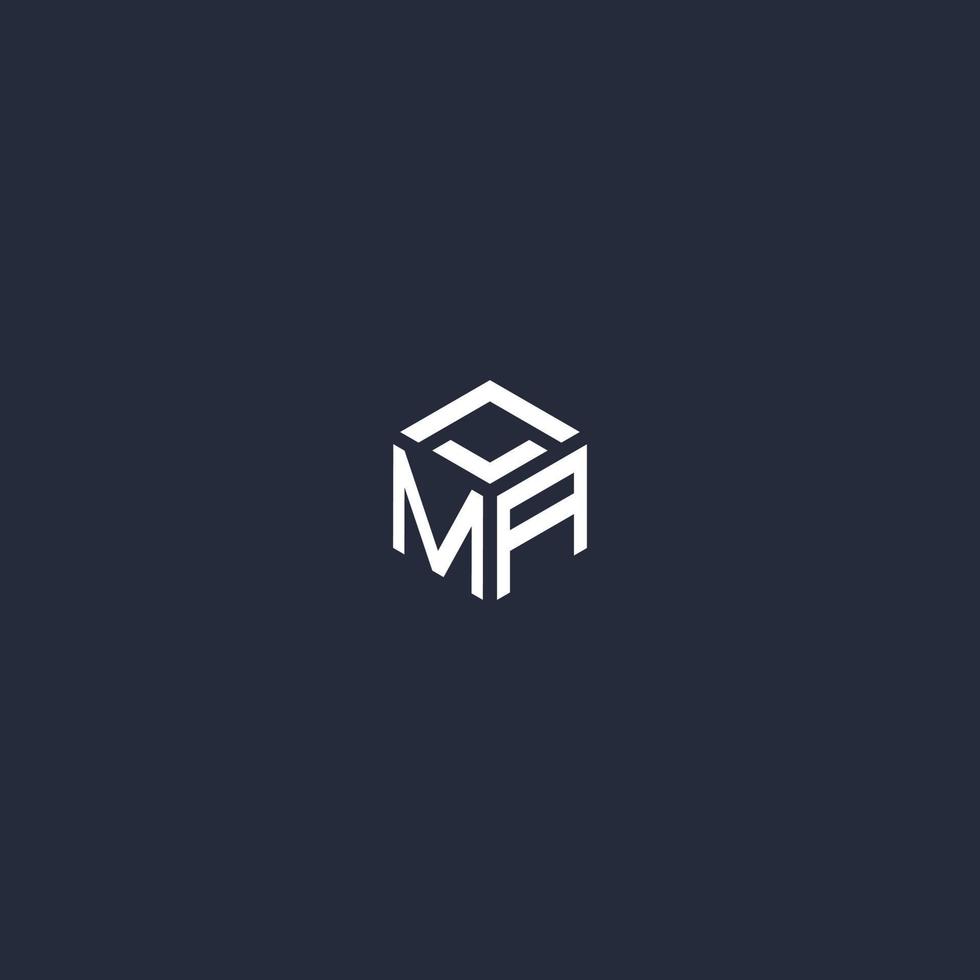 MA initial hexagon logo design vector