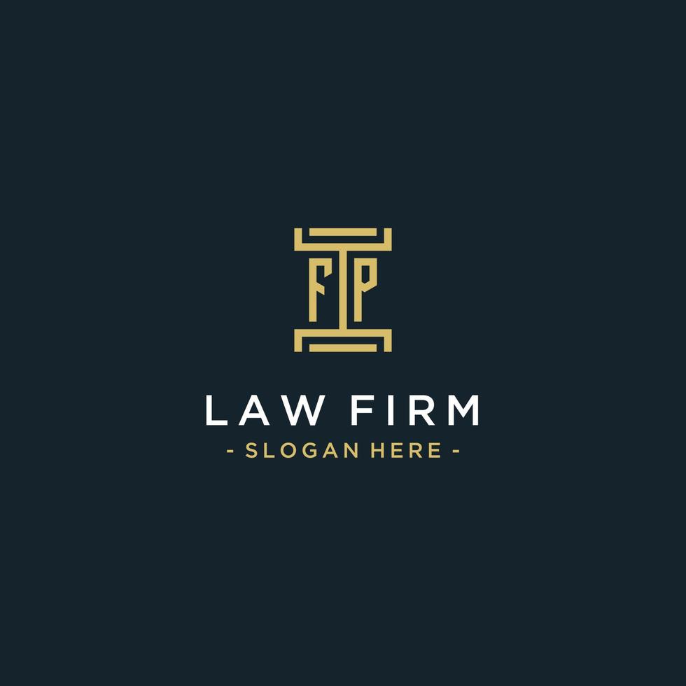 FP initial logo monogram design for legal, lawyer, attorney and law firm vector