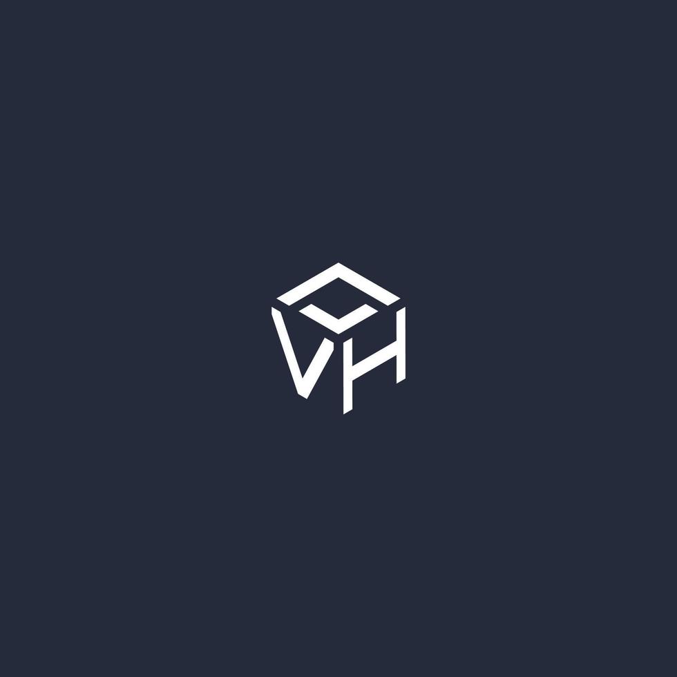 diseño de logotipo de hexágono inicial vh vector