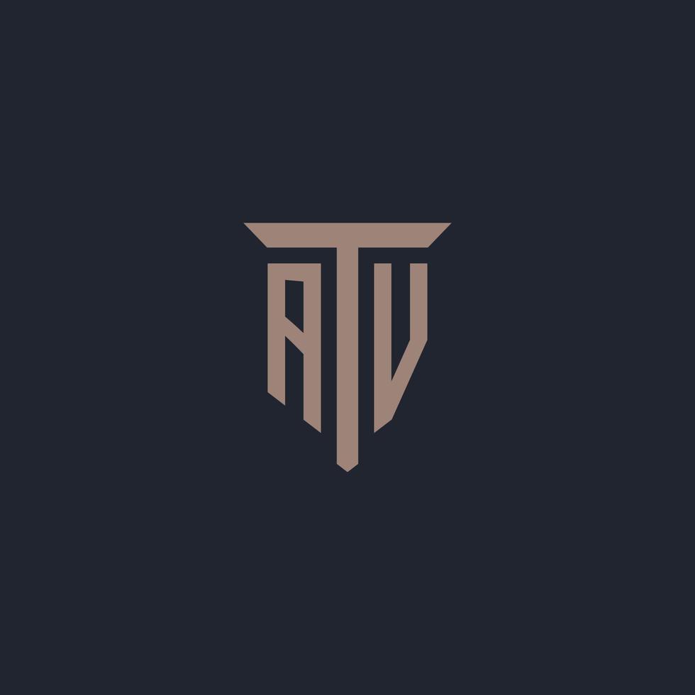 AV initial logo monogram with pillar icon design vector