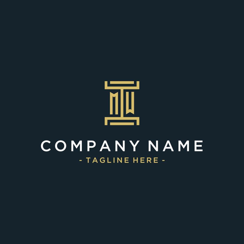 MW initial logo monogram design for legal, lawyer, attorney and law firm vector