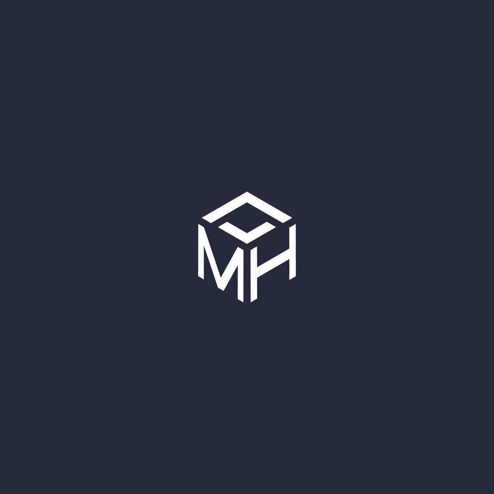 MH initial hexagon logo design vector