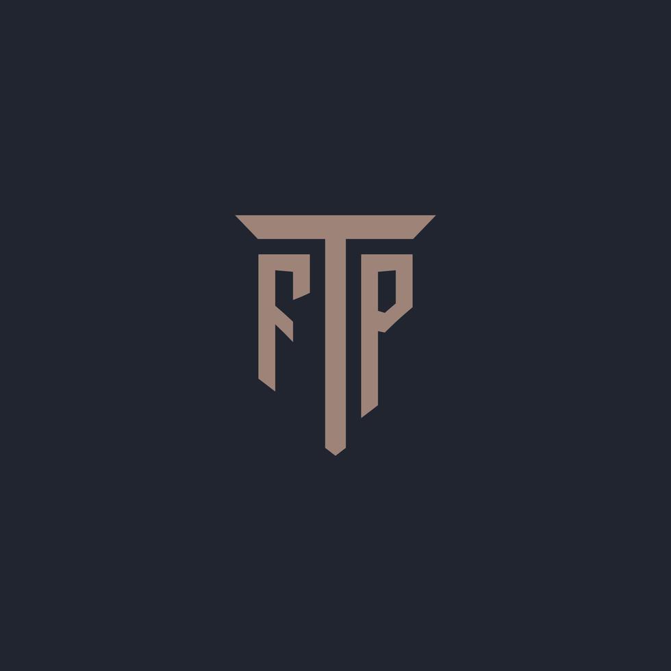 FP initial logo monogram with pillar icon design vector