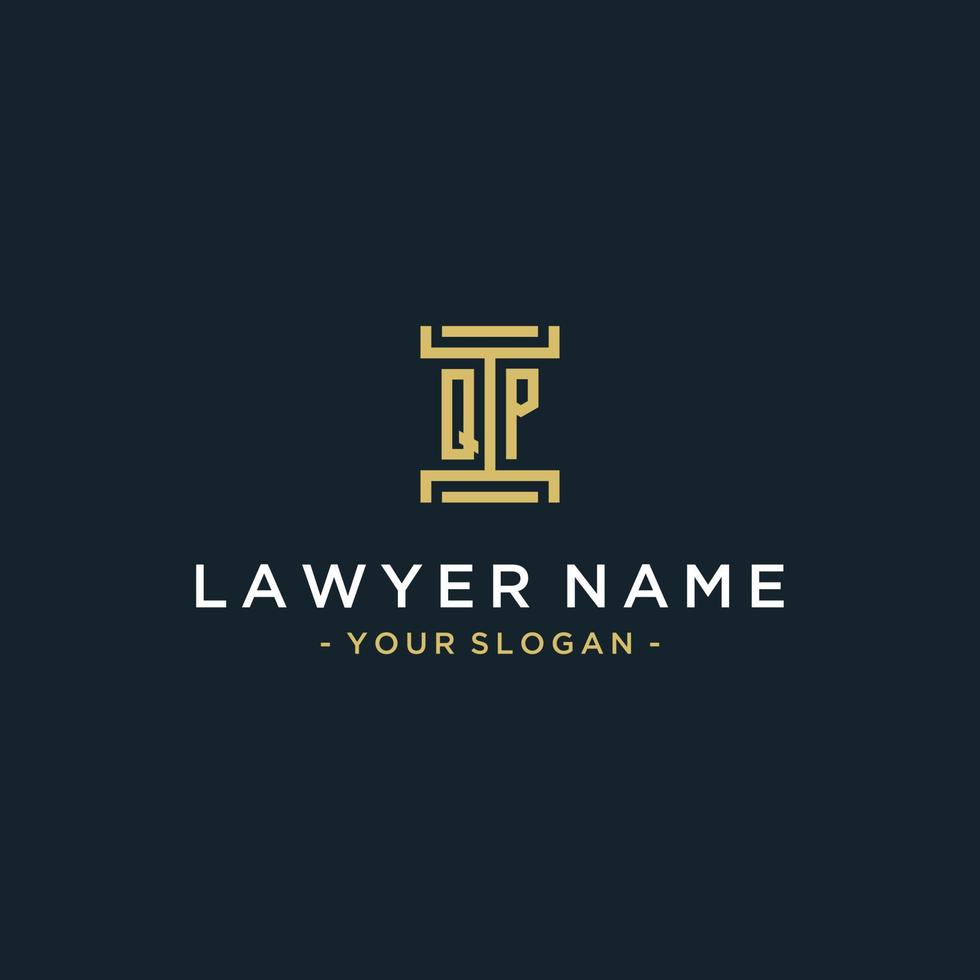 QP initial logo monogram design for legal, lawyer, attorney and law firm vector