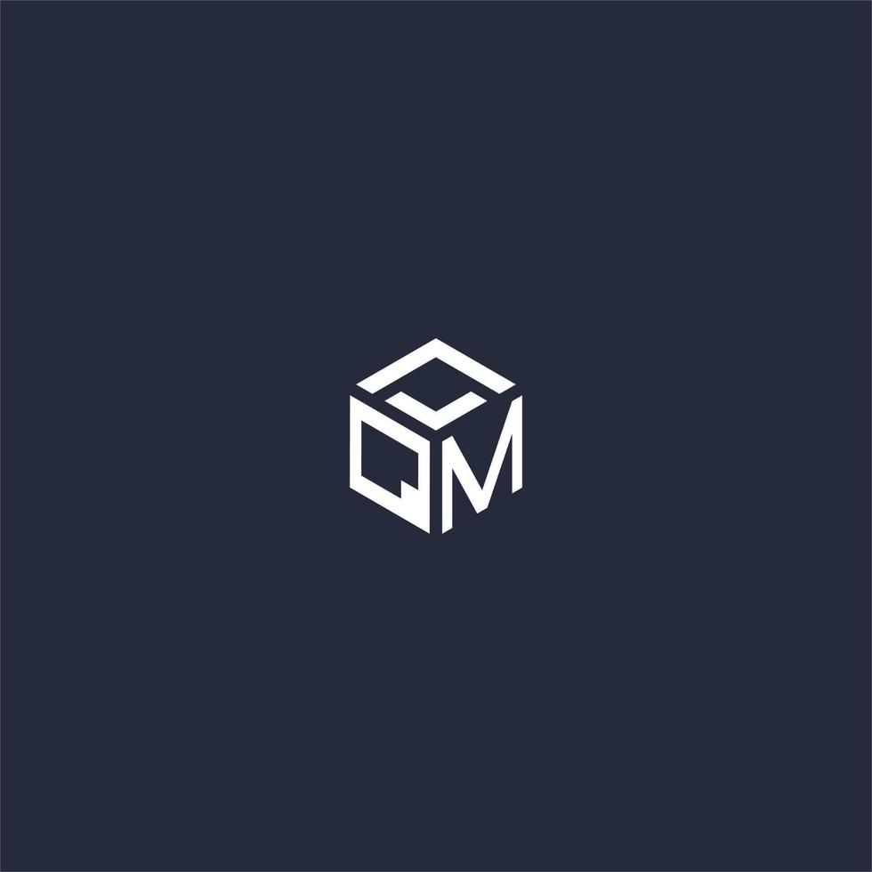 QM initial hexagon logo design vector
