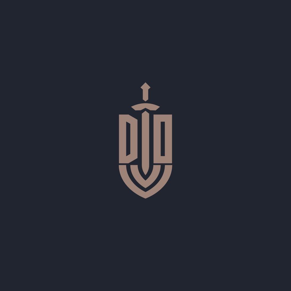 DO logo monogram with sword and shield style design template vector