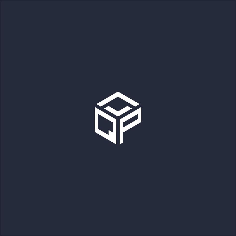 QP initial hexagon logo design vector