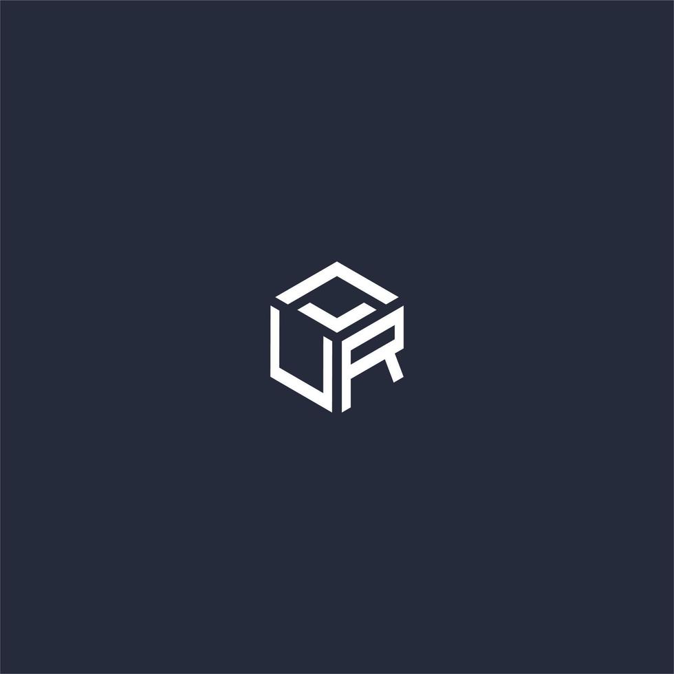 UR initial hexagon logo design vector