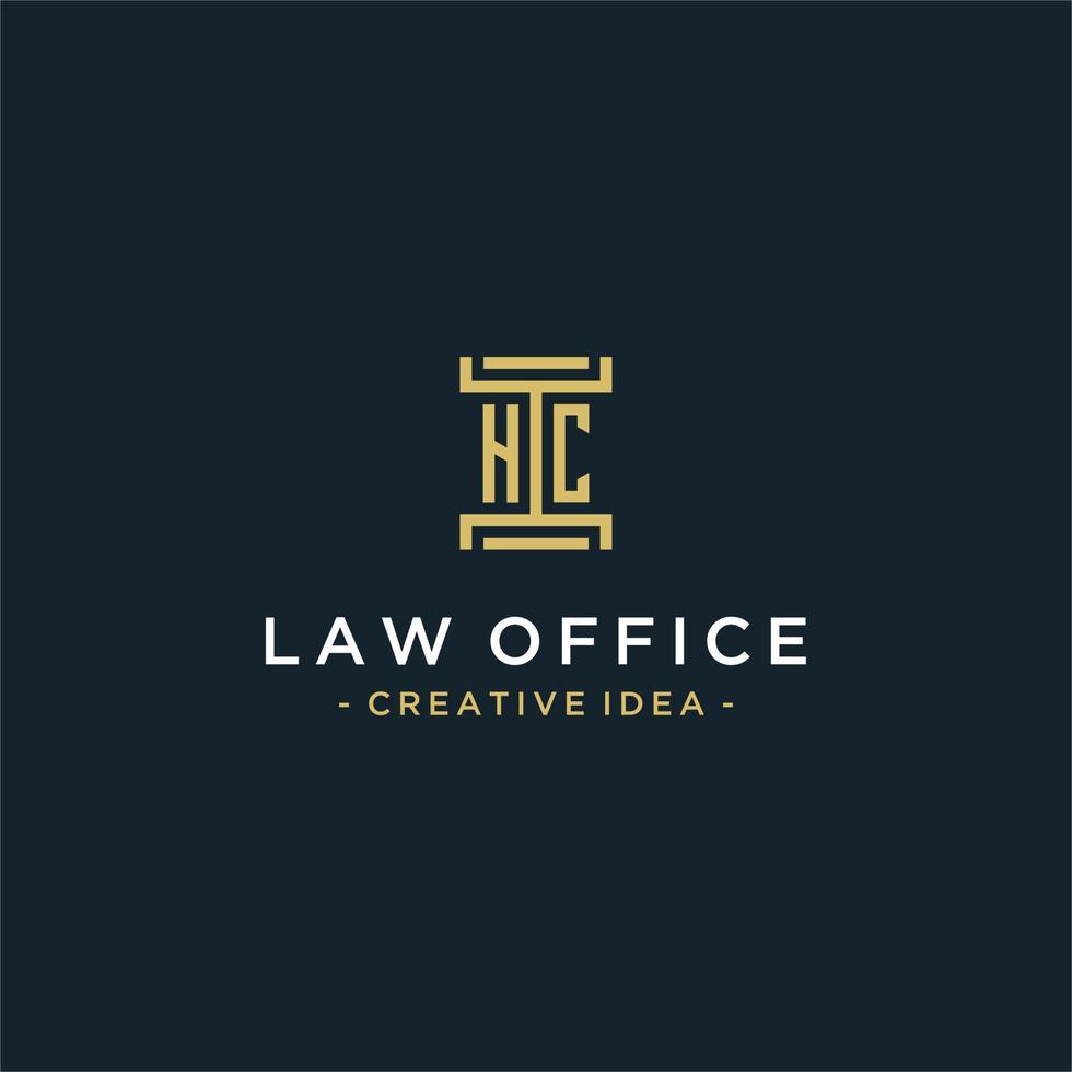 HC initial logo monogram design for legal, lawyer, attorney and law firm vector