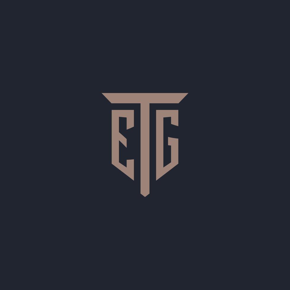 EG initial logo monogram with pillar icon design vector