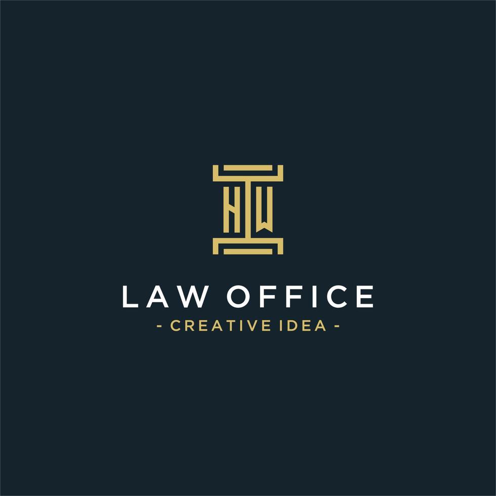 HW initial logo monogram design for legal, lawyer, attorney and law firm vector