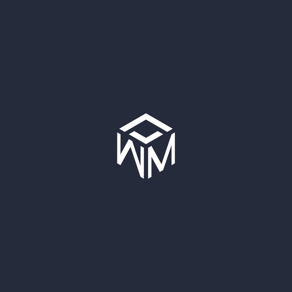 WM initial hexagon logo design vector