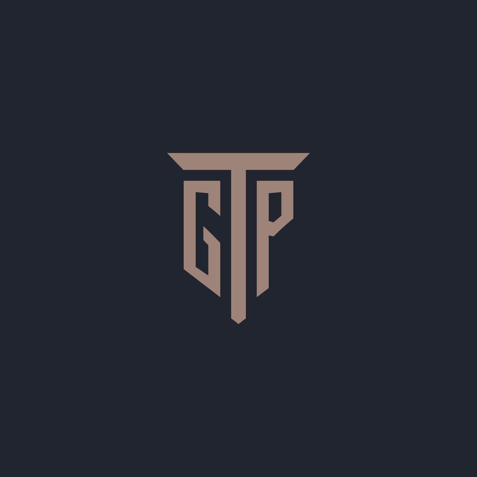 GP initial logo monogram with pillar icon design vector