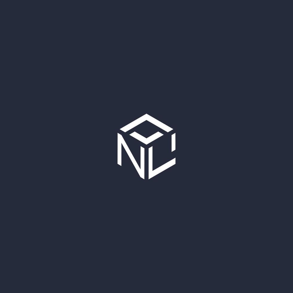 NL initial hexagon logo design vector