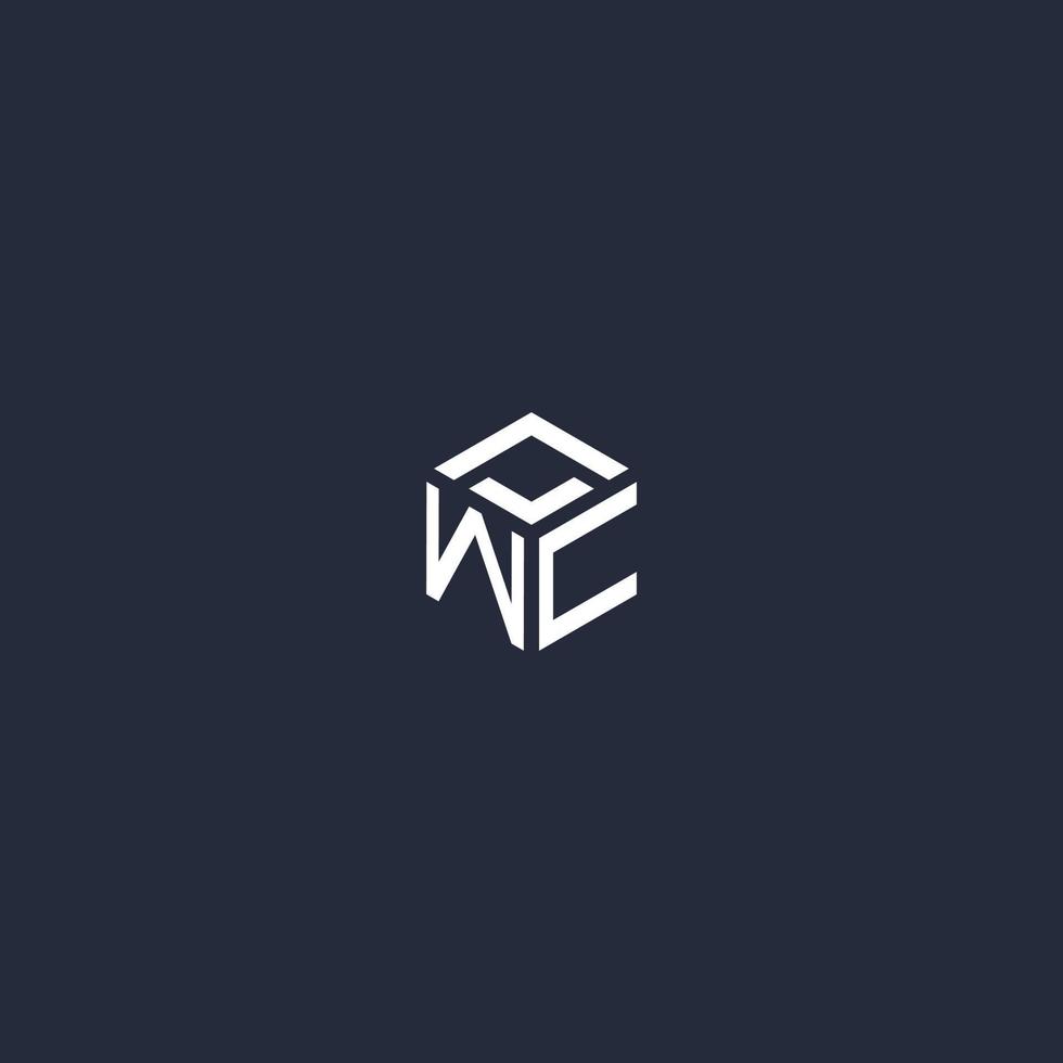 WC initial hexagon logo design vector