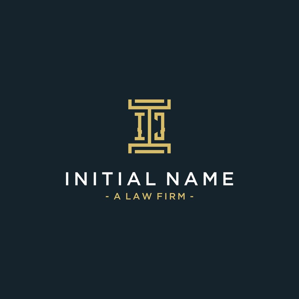 IJ initial logo monogram design for legal, lawyer, attorney and law firm vector
