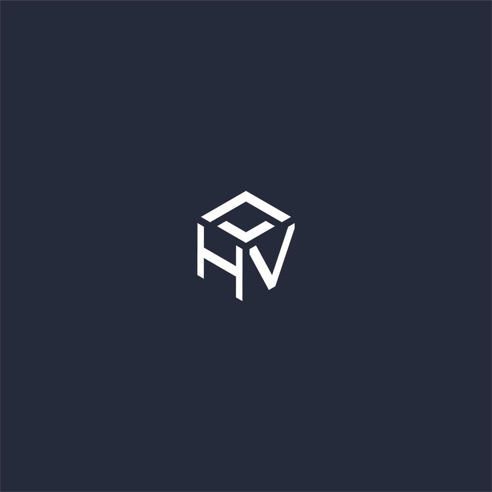 diseño de logotipo hexagonal inicial hv vector