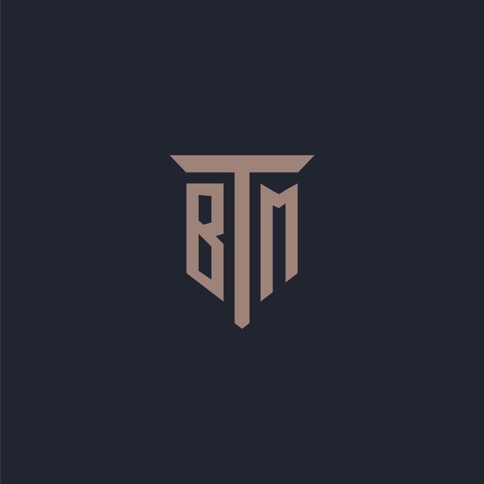 monograma del logotipo inicial bm con diseño de icono de pilar vector