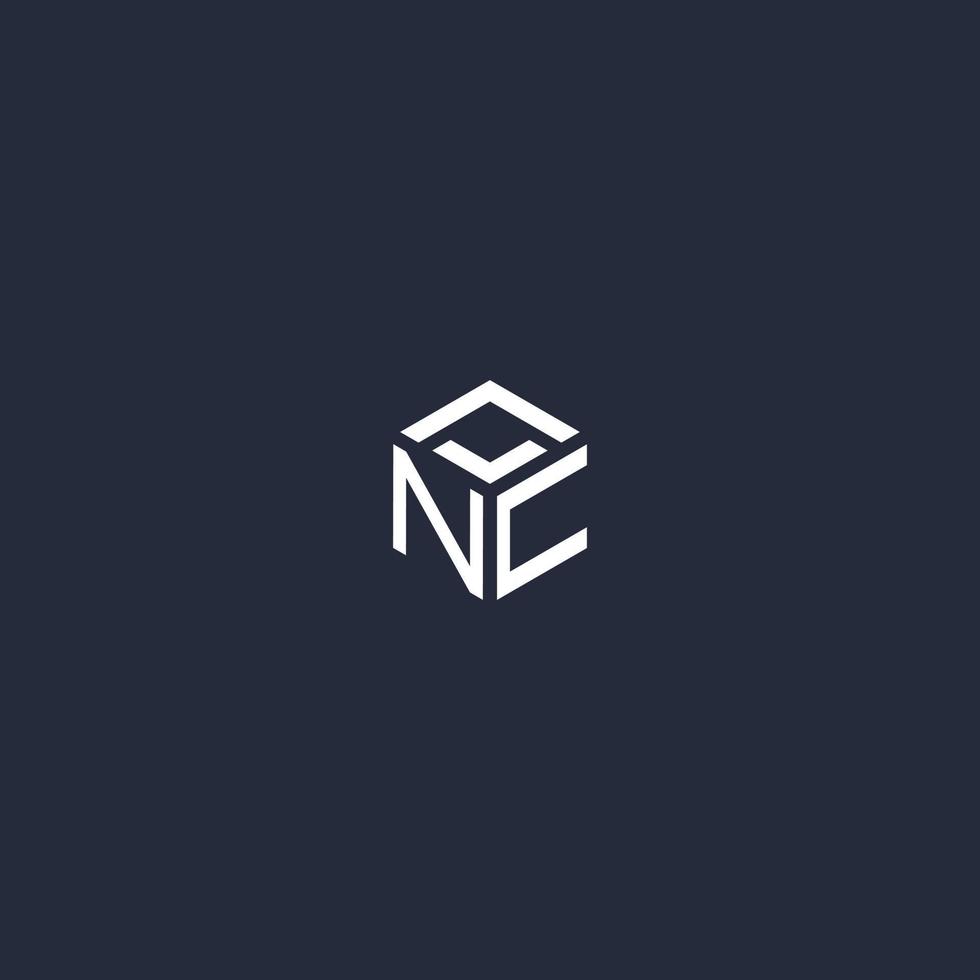 NC initial hexagon logo design vector