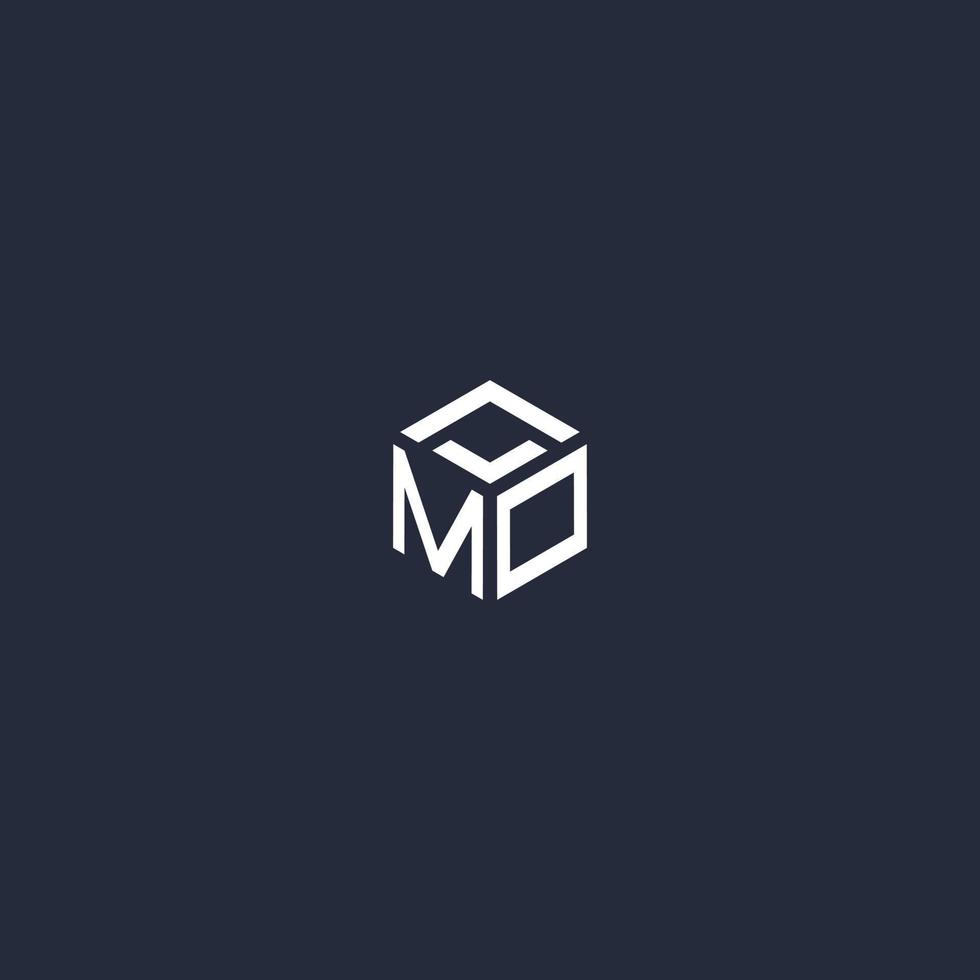 MO initial hexagon logo design vector