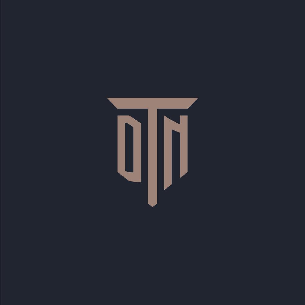 DN initial logo monogram with pillar icon design vector