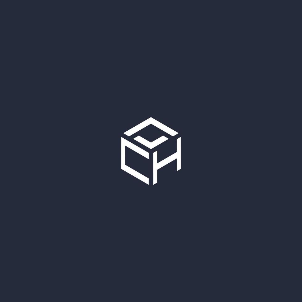CH initial hexagon logo design vector