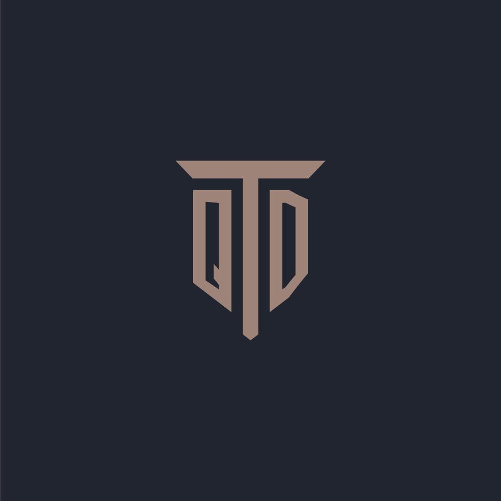 QD initial logo monogram with pillar icon design vector