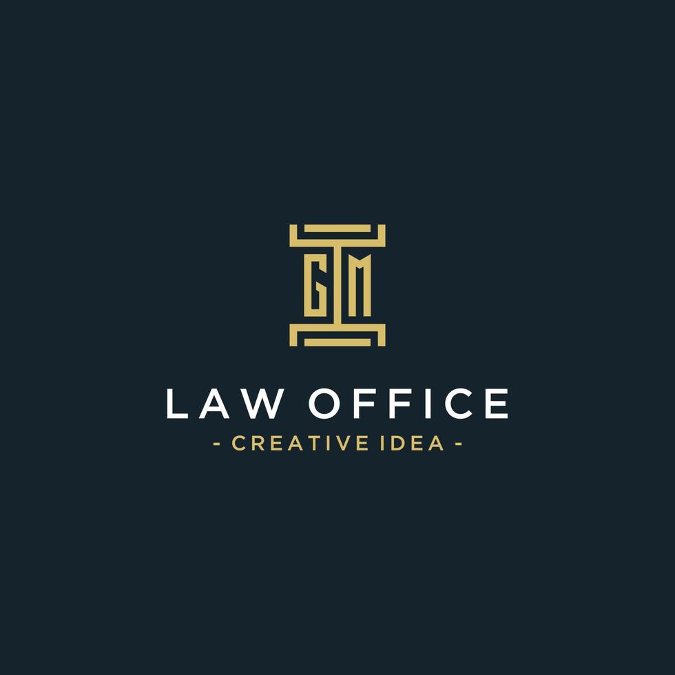 GM initial logo monogram design for legal, lawyer, attorney and law firm vector