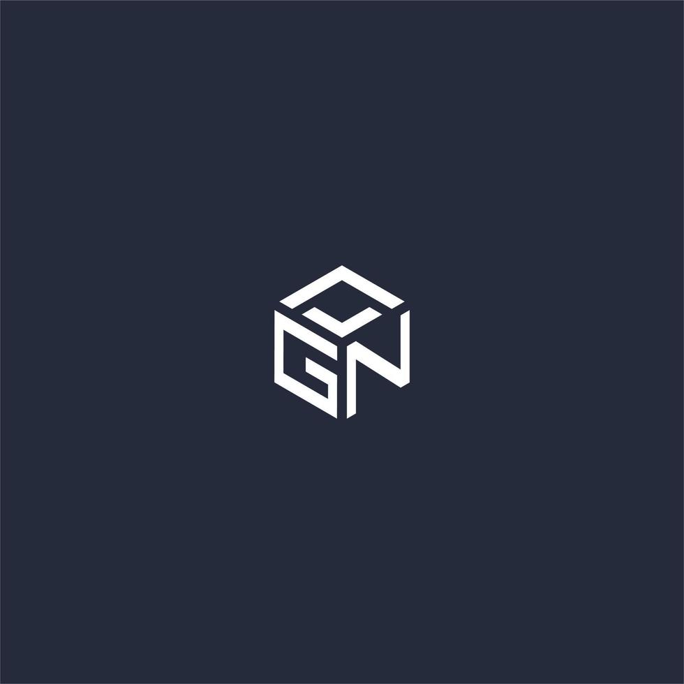 diseño de logotipo hexagonal inicial gn vector