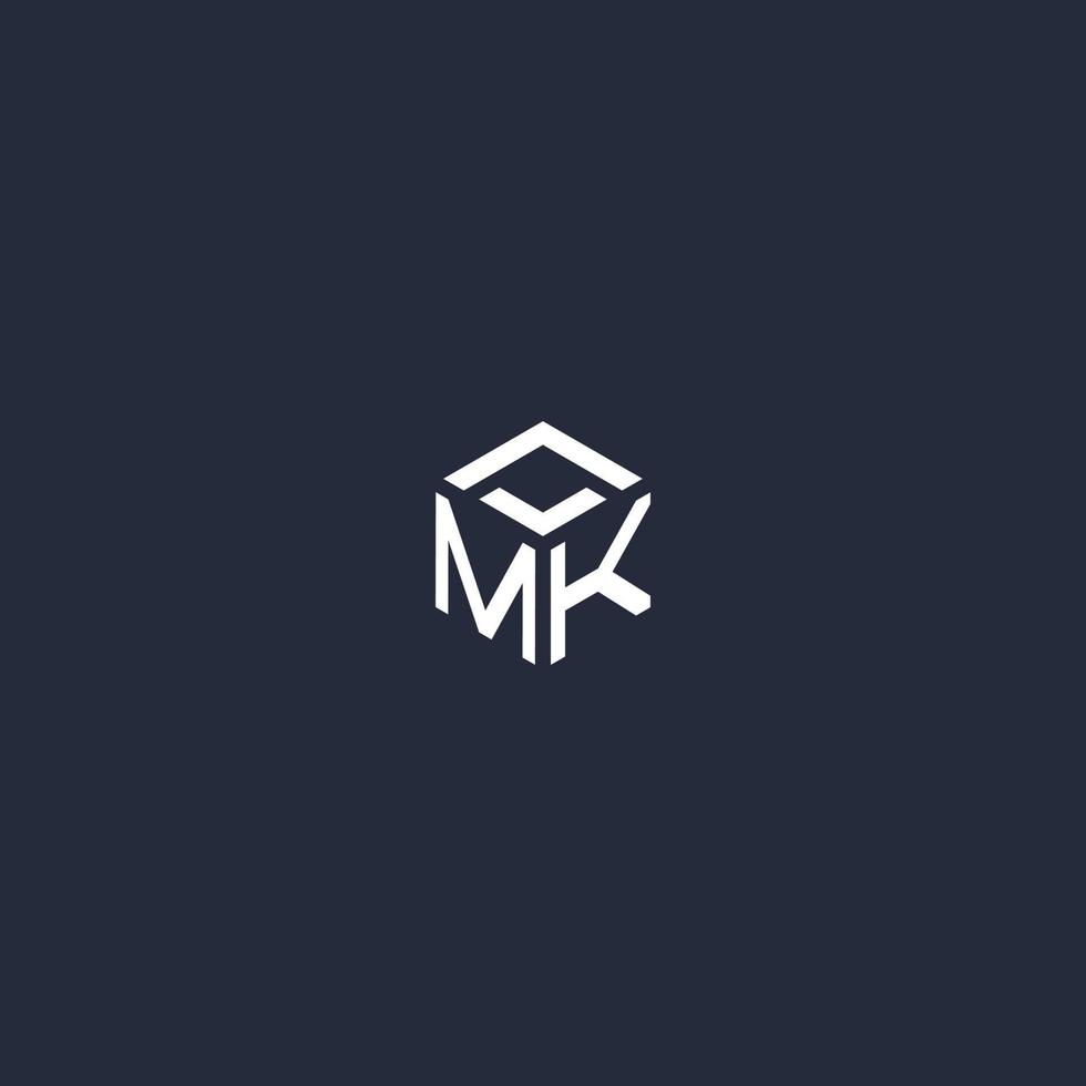 MK initial hexagon logo design vector