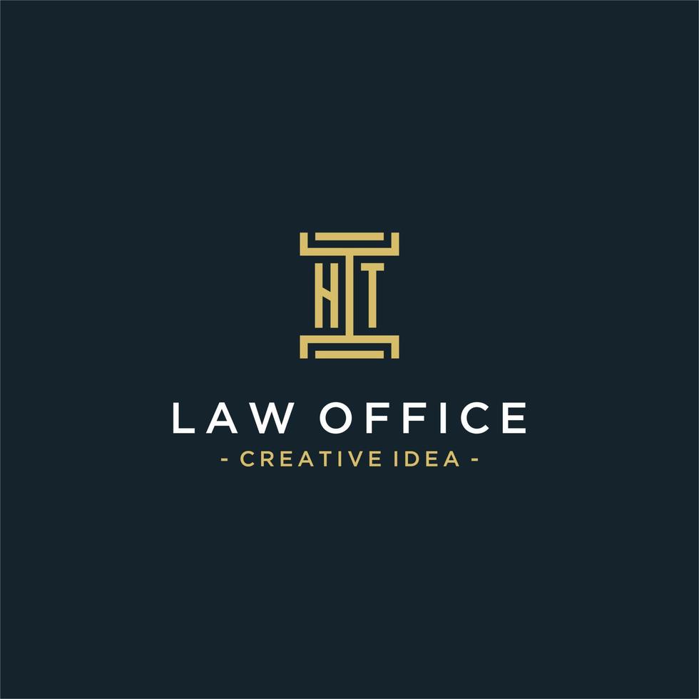 HT initial logo monogram design for legal, lawyer, attorney and law firm vector
