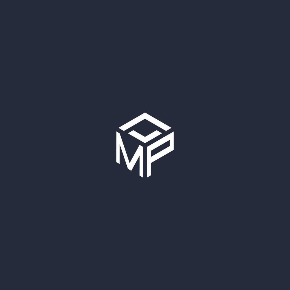 MP initial hexagon logo design vector