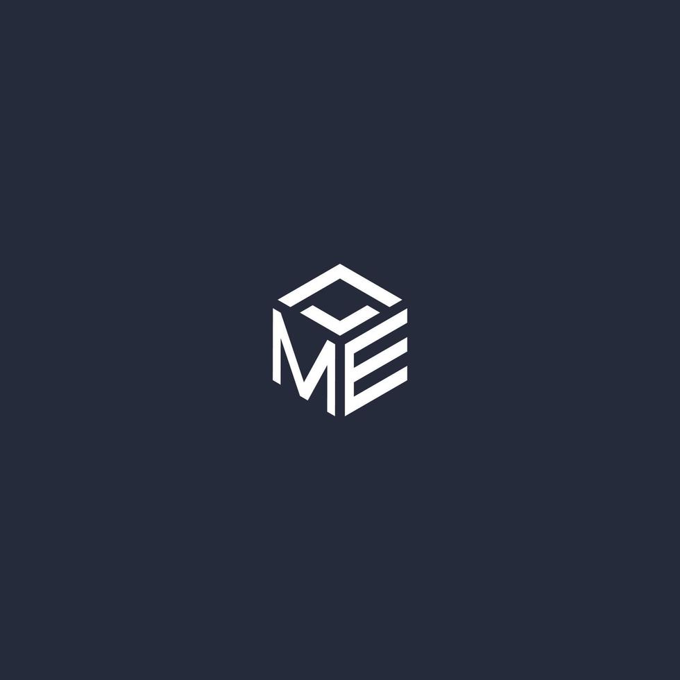 ME initial hexagon logo design vector