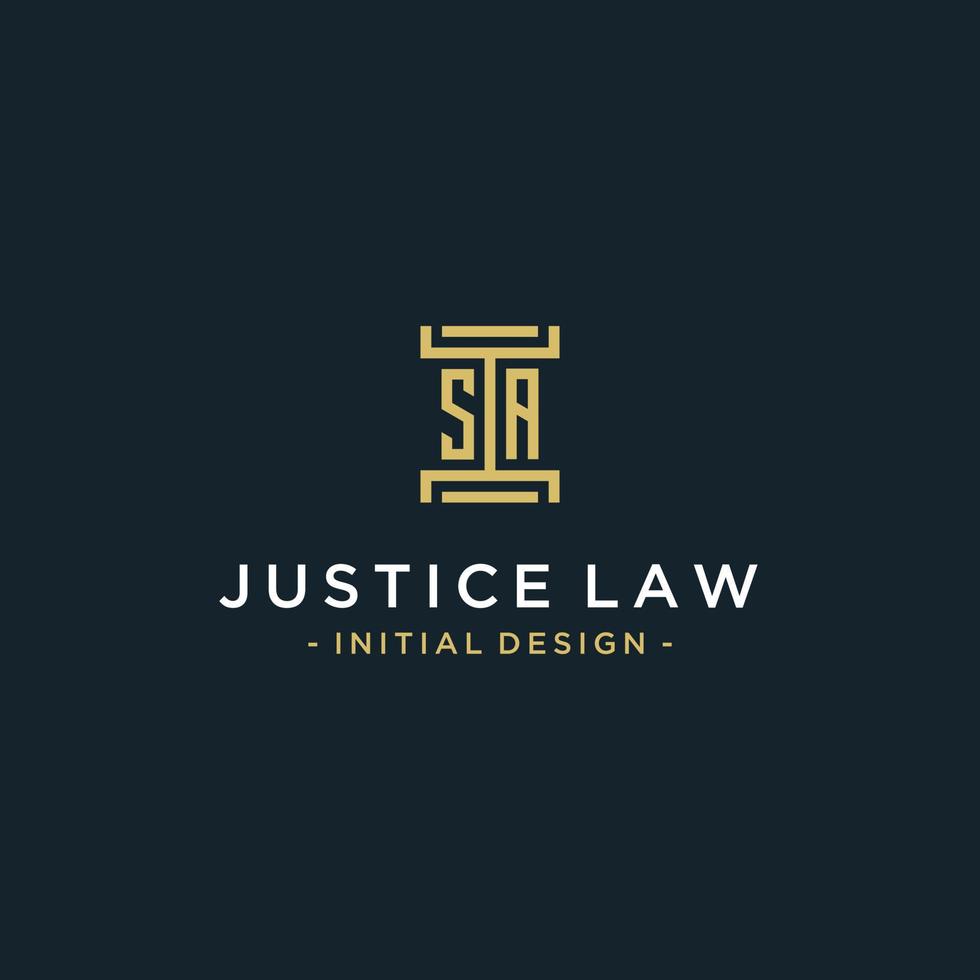 sa diseño de monograma de logotipo inicial para vector legal, abogado, abogado y bufete de abogados