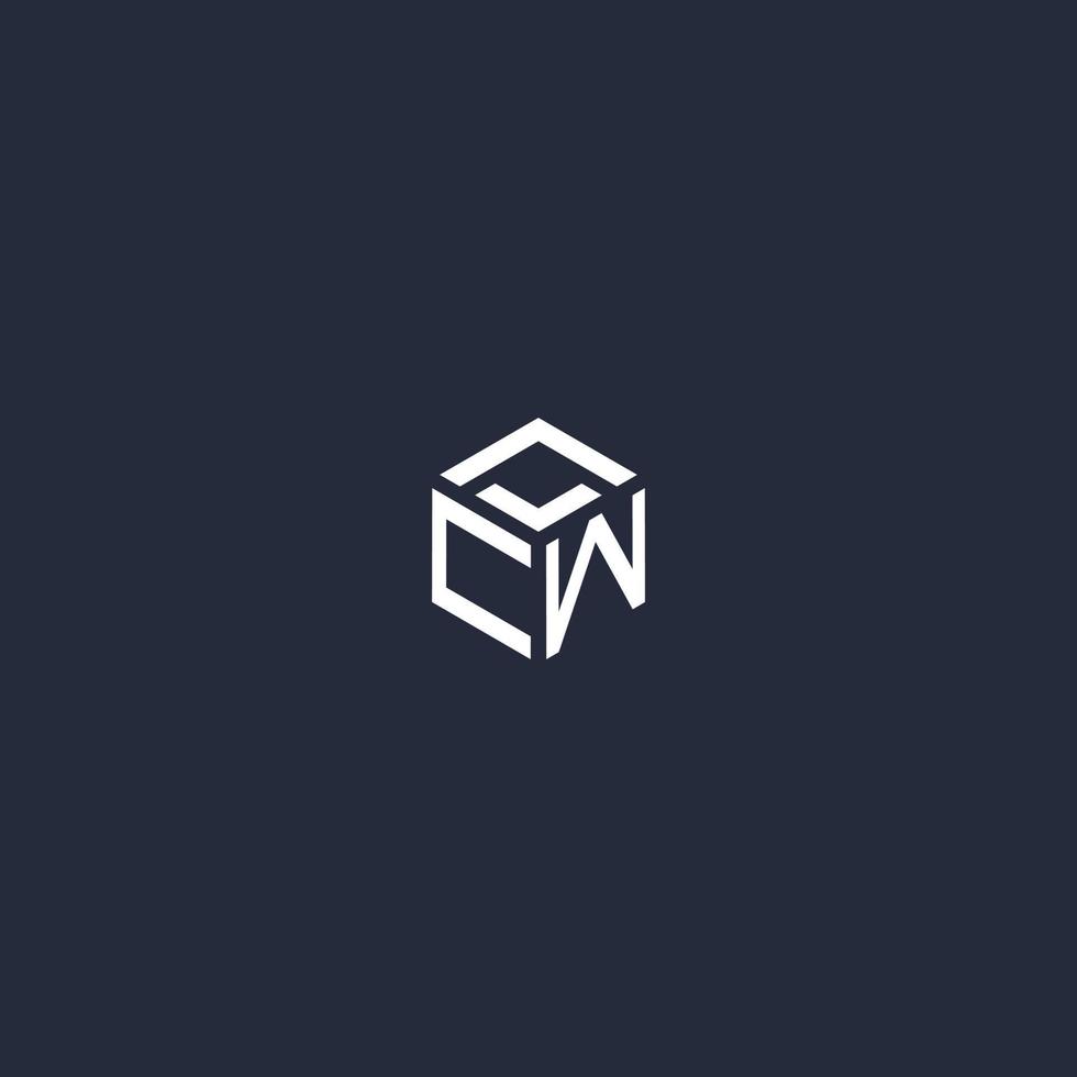 CW initial hexagon logo design vector