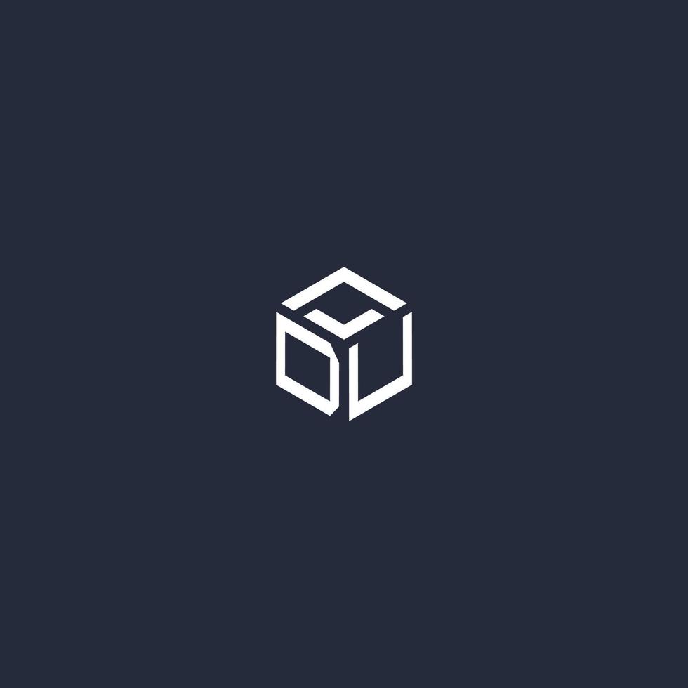 du diseño de logotipo hexagonal inicial vector