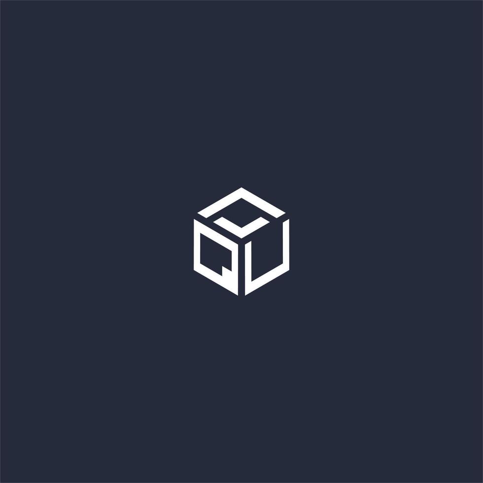 QU initial hexagon logo design vector