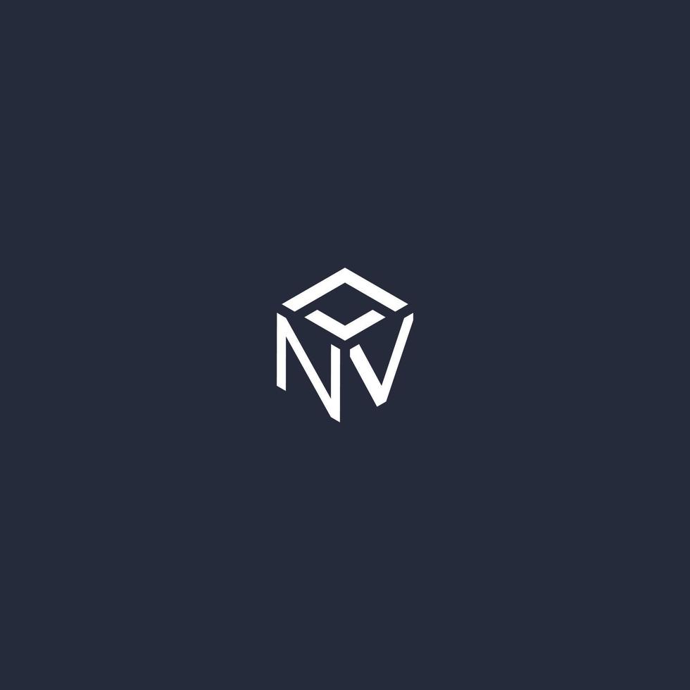 NV initial hexagon logo design vector