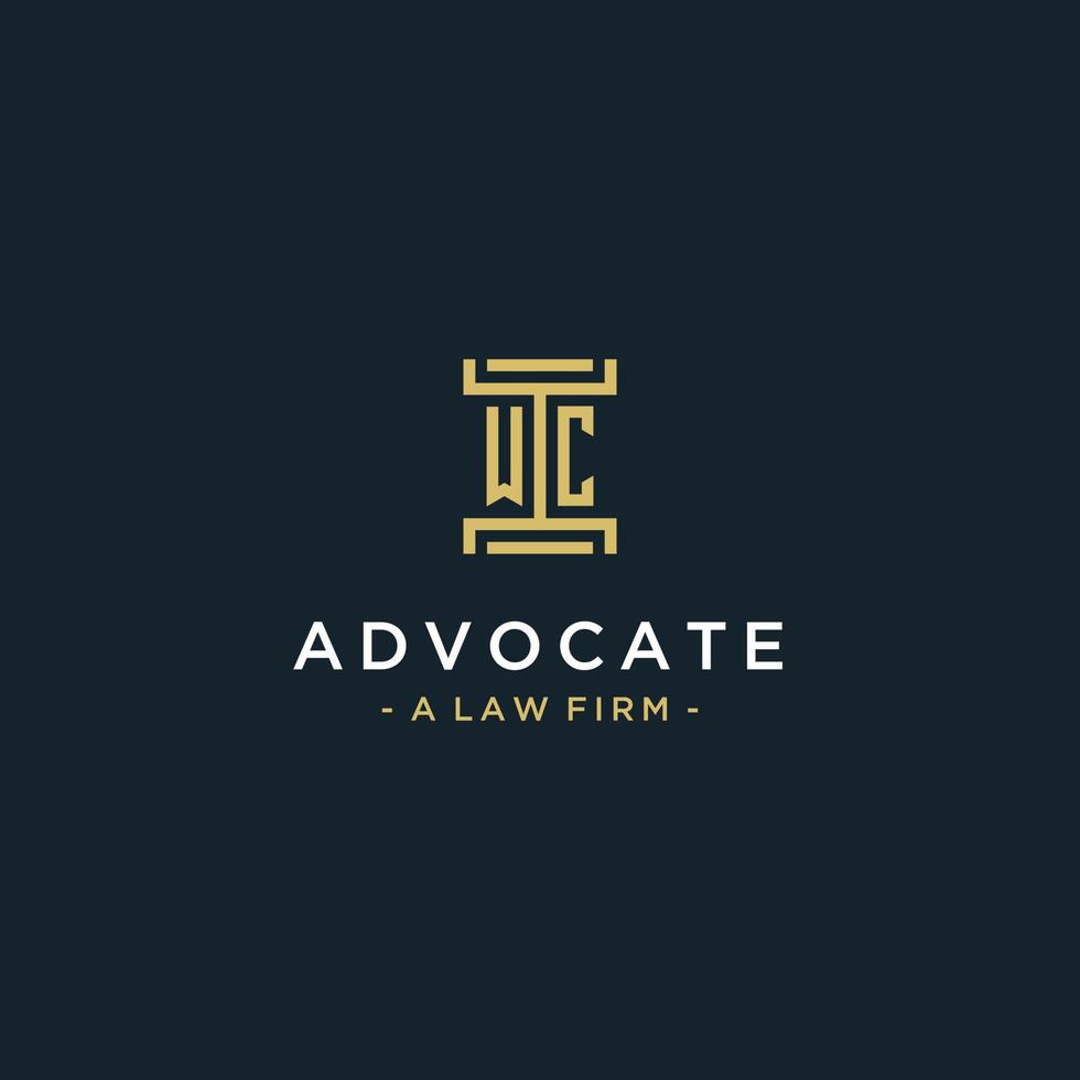 diseño de monograma de logotipo inicial wc para vector legal, abogado, abogado y bufete de abogados
