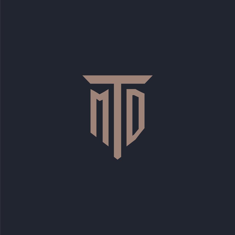 MD initial logo monogram with pillar icon design vector