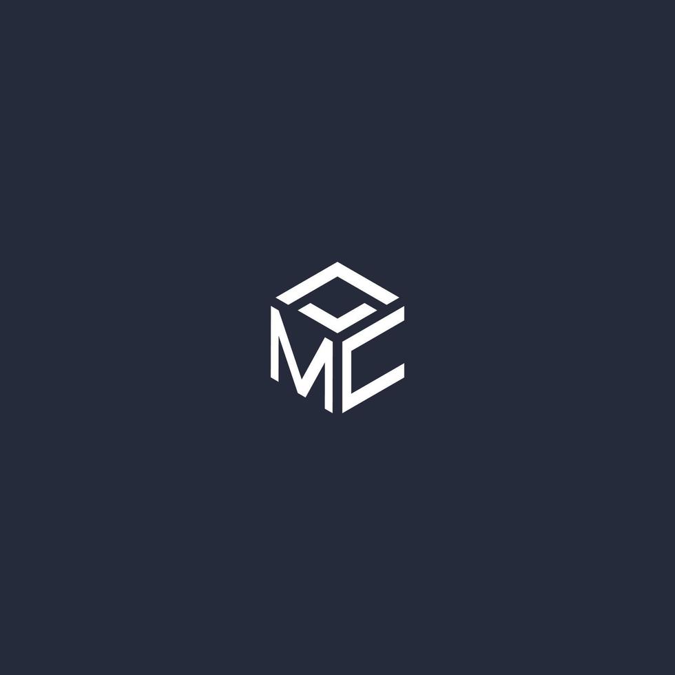MC initial hexagon logo design vector