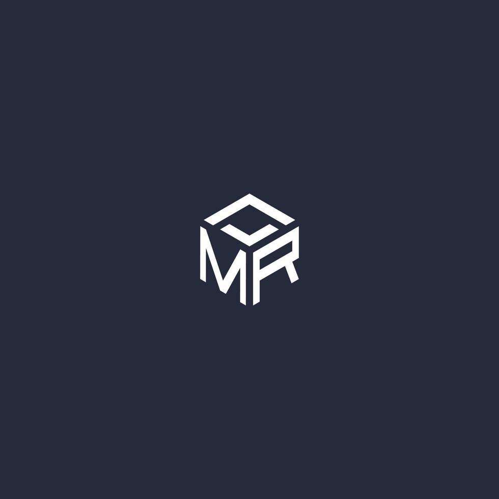 MR initial hexagon logo design vector